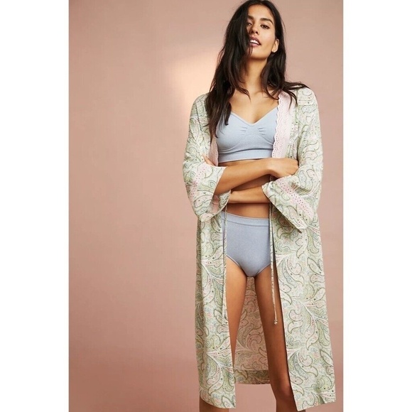 NWT!! Anthropologie FLOREAT Paisley Robe Eyelet Lace Romantic Cottage Small - Picture 1 of 15